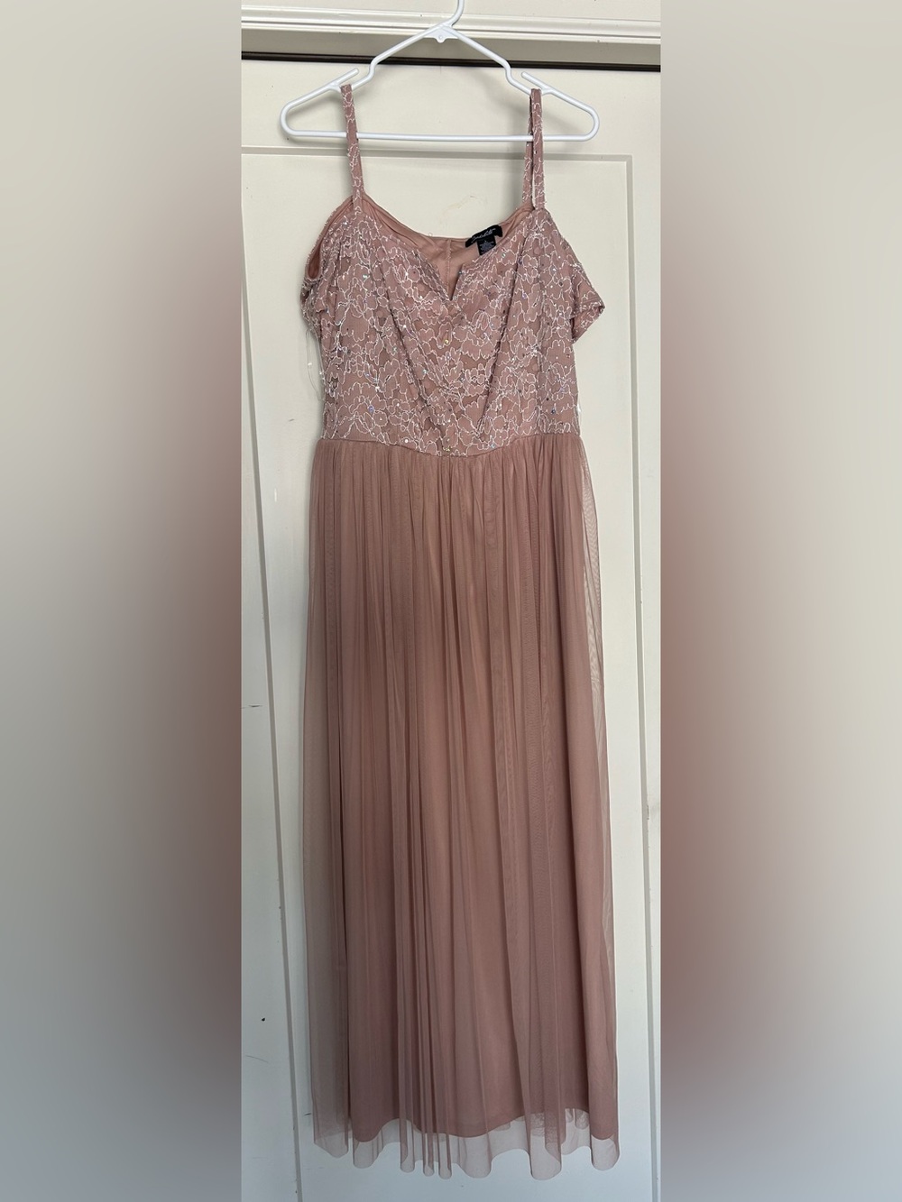 Mauve Lace Bodice Tulle long dress
